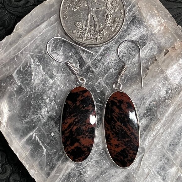 Mahogany Obsidian Stone Crystal Jewelry Earrings - Picture 6 of 6